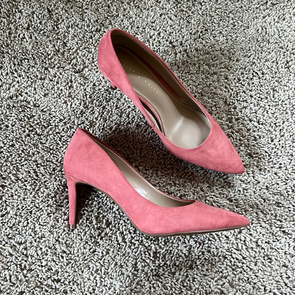 Kelly and Katie 3 Inch pink suede heel